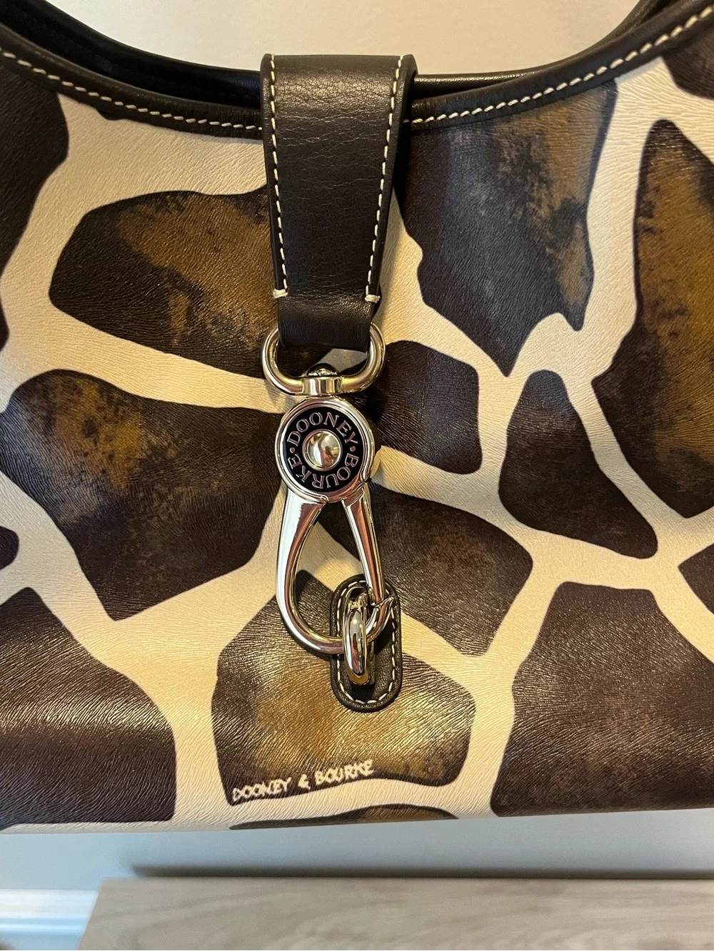 Dooney & Bourke Brown and Cream Giraffe-Print Shoulder Bag - Picture 8 of 9